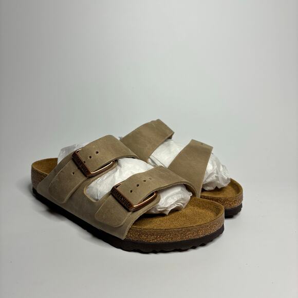 Birkenstock Arizona Waxy Leather Sandals in Tobacco Brown - Picture 6 of 9
